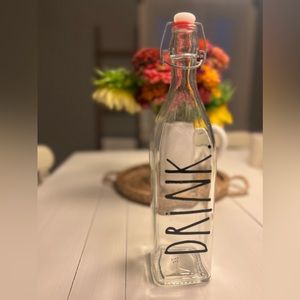 Rae Dunn DRINK bail & trigger glass bottle